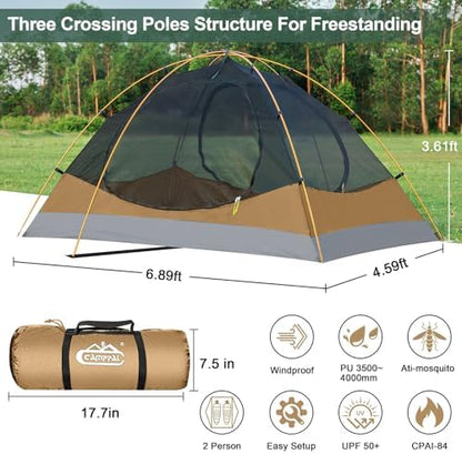 camppal 2 Person Backpacking Tent Waterproof 4 Season Tent with Snow Skirt