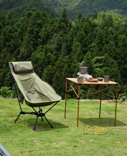 iClimb Lightweight Stable Alu. Folding Square Table Roll Up Top (Nature, L)