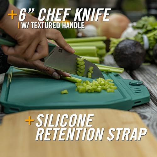 Gerber Gear ComplEAT Cutting Board Set - Cutting Board Kit with Polypropylene & Bamboo Cutting Boards - Features Paring Knife & Chef's Knife for camping picnics and outdoors