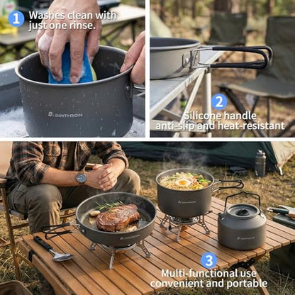 22-Piece Large Camping Cookware Set, 3.3L Pot & Kettle