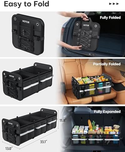 HOTOR Trunk Organizer - Car Organizer and Storage with Cooler Bag for SUV