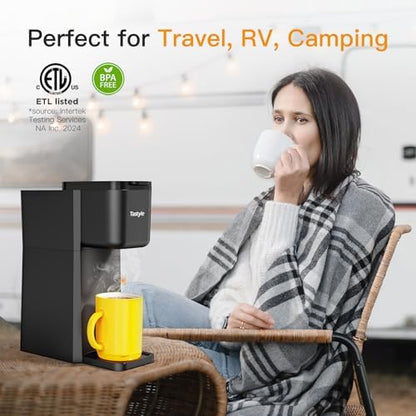 Tastyle Mini Single Serve Hot and Iced Coffee Maker for K Cup and Ground
