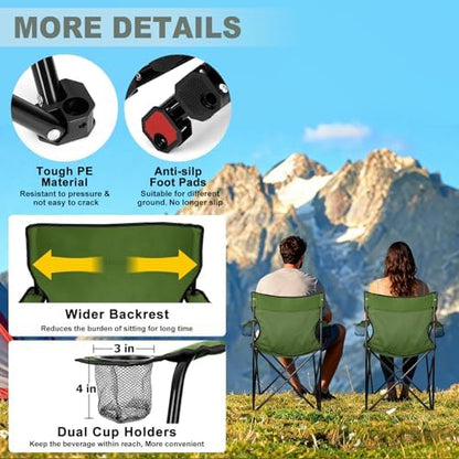 Joyfair Camping Chairs for Lawn & Beach, Large for Adults, Olive Green