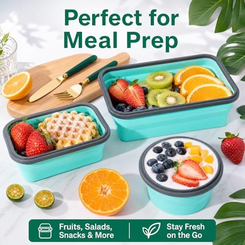 Collapsible Food Storage Containers with Lids - for Camping RV Accessories