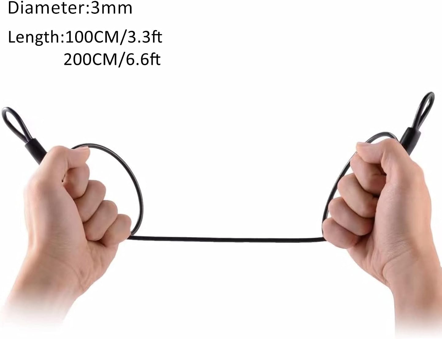 100CM/3.3ft 3mm Outdoor Travel Security Cable Lock,Braided Steel Coated Safety Cable Luggage Lock,Safety Cable Wire Rope Double Loop Lightweight GOMRQING (2 Pack)