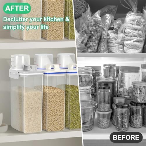 TBMax Rice Storage container 4 Lbs, Small Rice Dispenser with Measuring Cup, Grey Cereal Containers Flour Bin, Kitchen Food Storage Container and Pantry Organizers, Pet Dog Cat Food Dispenser