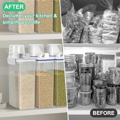 TBMax Rice Storage container 4 Lbs, Small Rice Dispenser with Measuring Cup, Grey Cereal Containers Flour Bin, Kitchen Food Storage Container and Pantry Organizers, Pet Dog Cat Food Dispenser