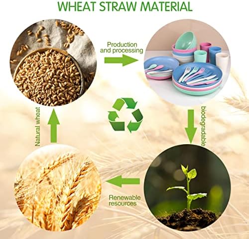 Supernal 32Piece Wheat Straw Dinnerware Set, Unbreakable Dishes Set for 8