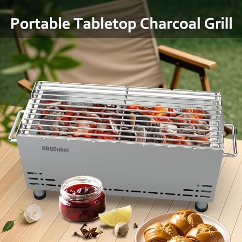 Portable Tabletop Charcoal Grill with Travel Bag, 170 Sq. In.Cooking Area