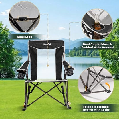 SUNNYFEEL 2 Pack Oversized Folding Rocking Camping Chair 500lbs