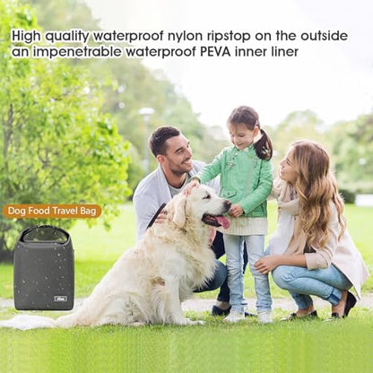 Travel Dog Food Container Pet Food Storage Bag Containers 2PCS Collapsible Travel Dog Bowls Waterproof Camping Storage Essentials Kibble Carrier 20L Easy to Clean (Grey, Small)