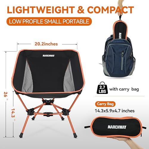 MARCHWAY Lightweight Folding Camping Chair, Portable, Compact and Sturdy