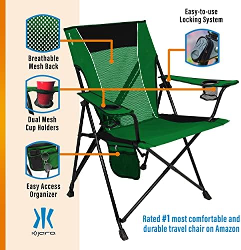 Kijaro Dual Lock Portable Camping Chairs - Enjoy the Outdoors with a Versatile Folding Chair, Sports Chair, Outdoor Chair & Lawn Chair - Dual Lock Feature Locks Position – Jasper Green