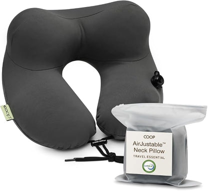 Coop Home Goods AirJustable Travel Neck Pillow, Inflatable, Adjustable Support by CoopSleepGoods