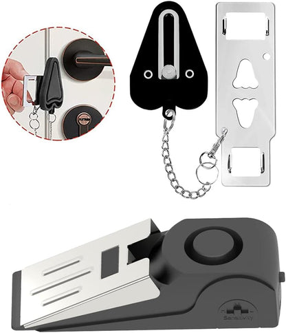 2 Packs Portable Door Stop Alarm & Door Lock, Upgraded Home Security Door Locker Devices Pocket Door Stopper Self Defensey Tools for Hotel Travel Home Apartment House