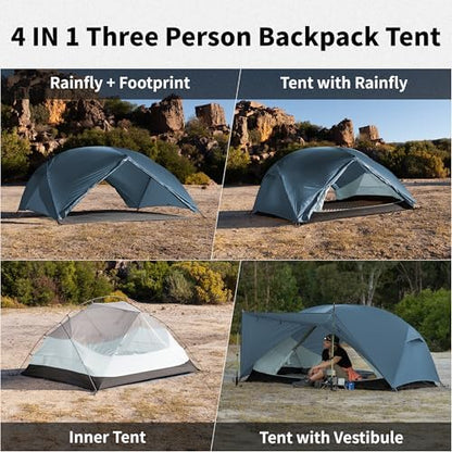 Naturehike Mongar Upgraded 1/2/3 Person Backpacking Tent,Waterproof Lightweight Camping Tent with Footprint