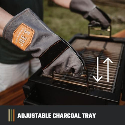 Oklahoma Joe's Rambler Portable Tabletop Charcoal Grill, 218 Sq. In. Cooking Space, Heavy-Duty Steel Construction, Cast Iron Grates, Built-In Temperature Gauge