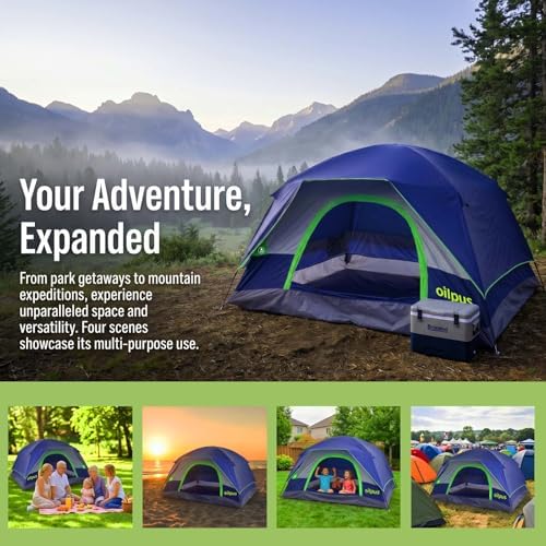 2-3 Person Camping Tent, Waterproof Windproof Dome w/Rain Fly & Mesh