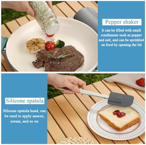 Kyraton Camping Cooking Set 15 Pack, Camping Cookware, Camping Supplies, Portable Camping Kitchen Utensil Set, Ldeal for Backpacking, Barbecuing, Camping and Hiking Trips.