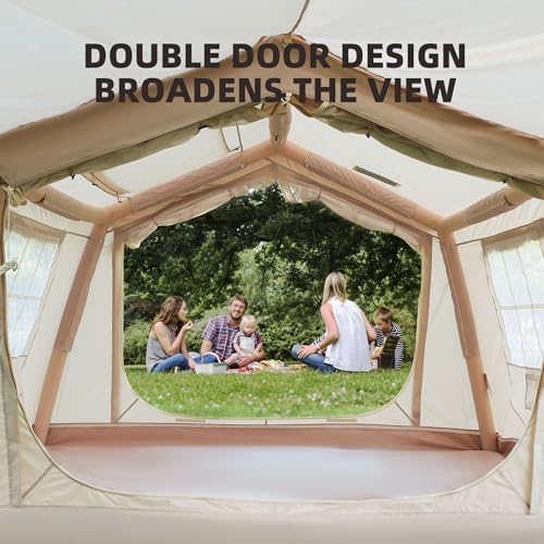 8 m ² Inflatable Tents for Camping with Canopy, Blow Up Tent with Hand Pump, Easy Setup InflatableTent 4 Season Tent, Waterproof Oxford Air Glamping Tents for Camping Adult 4/6/8 Person
