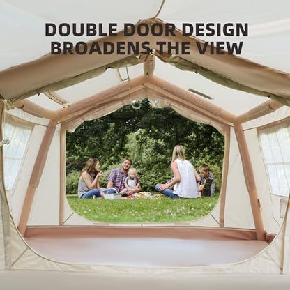 8 m ² Inflatable Tents for Camping with Canopy, Blow Up Tent with Hand Pump, Easy Setup InflatableTent 4 Season Tent, Waterproof Oxford Air Glamping Tents for Camping Adult 4/6/8 Person