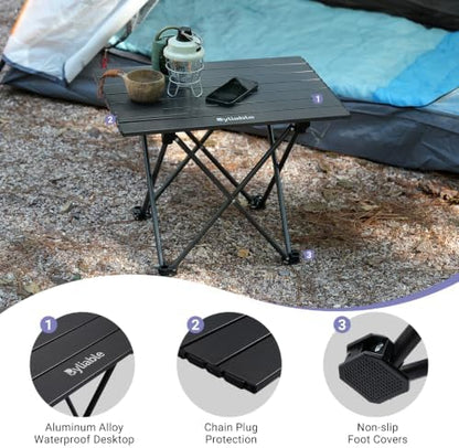 Byliable Camping Side Folding Table, Portable Camp Aluminum Table, Black
