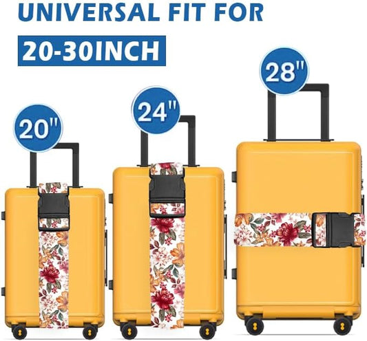 Luggage Straps for Suitcases Travel Belt Accessories, Cute Suitcase Strap, Adjustable Luggage Belt Strap, Heavy Duty with Quick-Release Buckle Luggage Strap Luxury Colorful Flowers