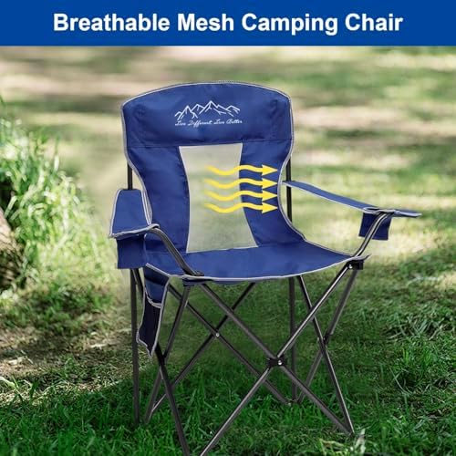 Camping Chairs Outdoor Portable Folding Chair with Mesh Back, Blue