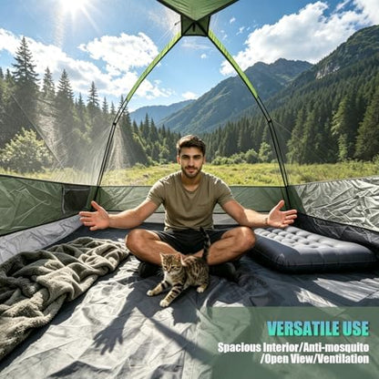 2-3 Person Camping Tent, Waterproof Windproof Dome w/Rain Fly & Mesh