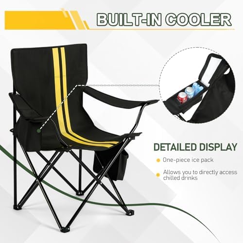 Outvita Portable Camping Chair with Insulated Cooler & Bag Black