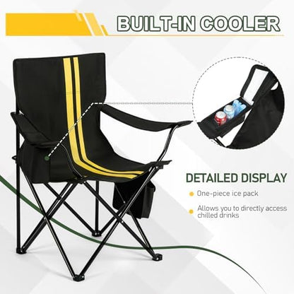 Outvita Portable Camping Chair with Insulated Cooler & Bag Black