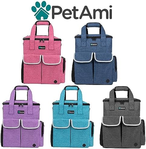 PetAmi Dog Travel Bag Pet Supplies Accessories Organizer for Traveling, Camping, Weekend; Cat Pet Travel Bag Kit Includes 2 Food Storage Containers, 2 Collapsible Bowls, 1 Feeding Mat (Purple)