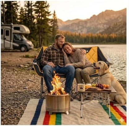 EMERIT Oversized Double Duo Camping Chair Folding Camping Loveseat 2 Person Camping Couch Heavy Duty Lawn Chairs for Outside with Padded Seats & Armrests-Support 650LBS