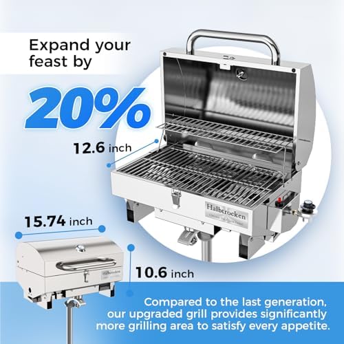 Halbtrocken Stainless Steel Marine Gas Grill with Rod Holder Mount & Cover