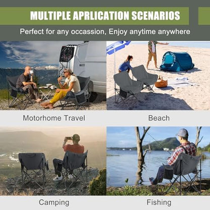 Joyfair Camping Lawn Chair for Adult, Outside Beach Chairs (2 Pack, Grey)