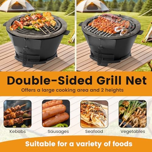 Giantex Cast Iron Hibachi Grill, Portable Japanese BBQ Charcoal Grill