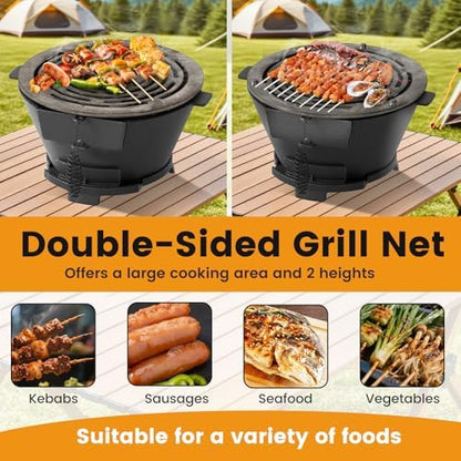 Giantex Cast Iron Hibachi Grill, Portable Japanese BBQ Charcoal Grill