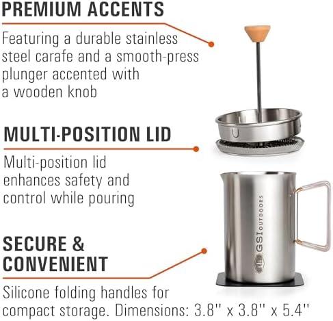 GSI Outdoors Glacier Stovetop JavaPress, 20 fl oz, French Press Maker