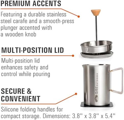 GSI Outdoors Glacier Stovetop JavaPress, 20 fl oz, French Press Maker