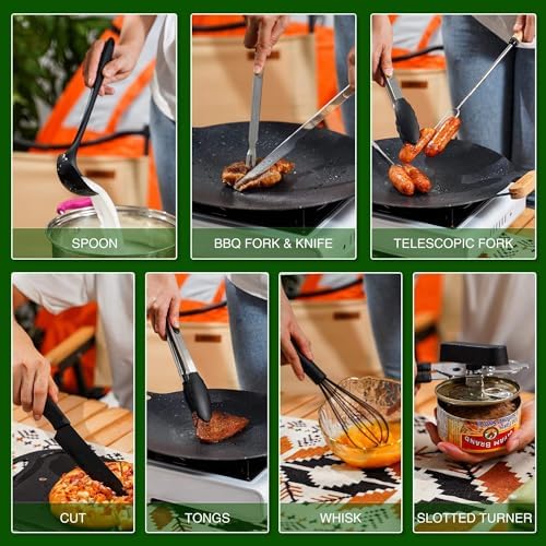 Wesqunie Silicone Cooking Utensils Set, Cookware Set for Outdoor Camping