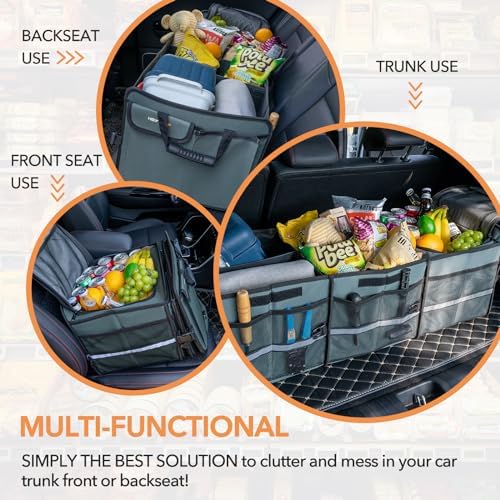 HEYTRIP Large Trunk Organizer with Built-in Leakproof Cooler Bag, Gray