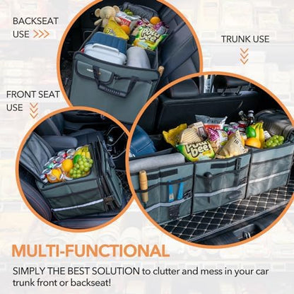 HEYTRIP Large Trunk Organizer with Built-in Leakproof Cooler Bag, Gray