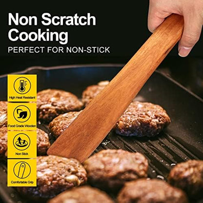 Teak Wooden Spatula for Cooking Spoon Non Toxic Kitchen Utensil Spurtle