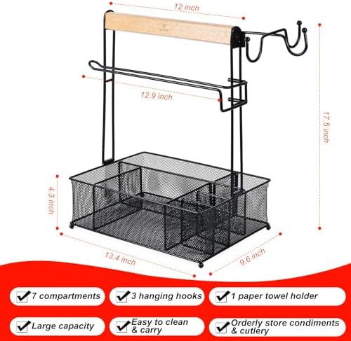 VIKEYHOME Grill Caddy, Picnic BBQ Organizer for Camping