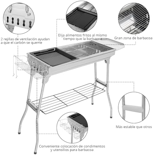 Outvita Portable Charcoal Grill, Large, 39 x 12 x 28"