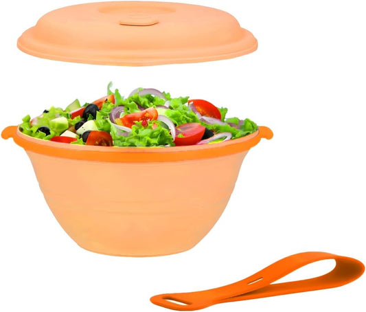 kūpaa Bowl & Carrier Duet – Microwave Safe Silicone Lunch Box For Adults– Collapsible, Leakproof, Food-Grade, Reusable To-Go Container (Sunstone)