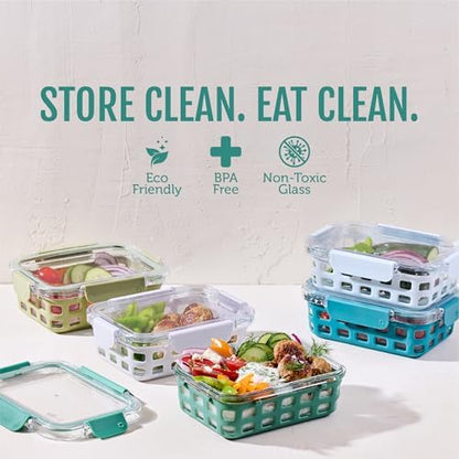 Ello Duraglass 3.4 Cup Glass Meal Prep Containers, Olive Tree,5 Count (Pack of 2)