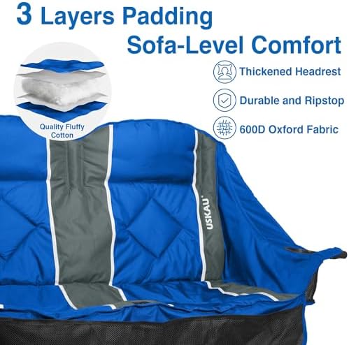 Oversized Double Camping Chair - 2 Person Folding Loveseat for Campfire Snuggle Freedom, Heavy Duty 660LBS Support with Frustration-Free Oversized Carry Bag, Perfect for Couples, Dogs & Sports