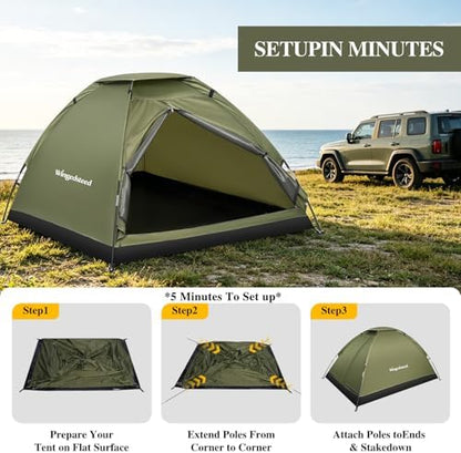 1-2 Person Camping Tent, Easy Manual Setup Dome Tent, Waterproof Windproof Lightweight Backpacking Tent with Breathable Mesh for Hiking, Outdoor Travel & Beach