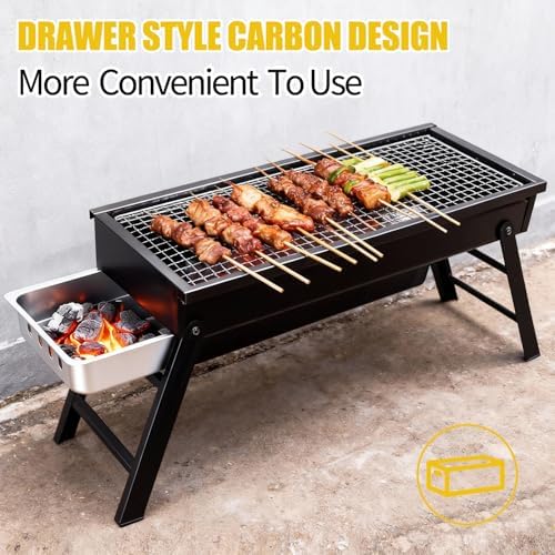 Portable BBQ Grill Home Charcoal Grill and Outdoor Folding Grill, Perfect for Traveling, Outdoor Cooking and BBQ, Camping, Picnics